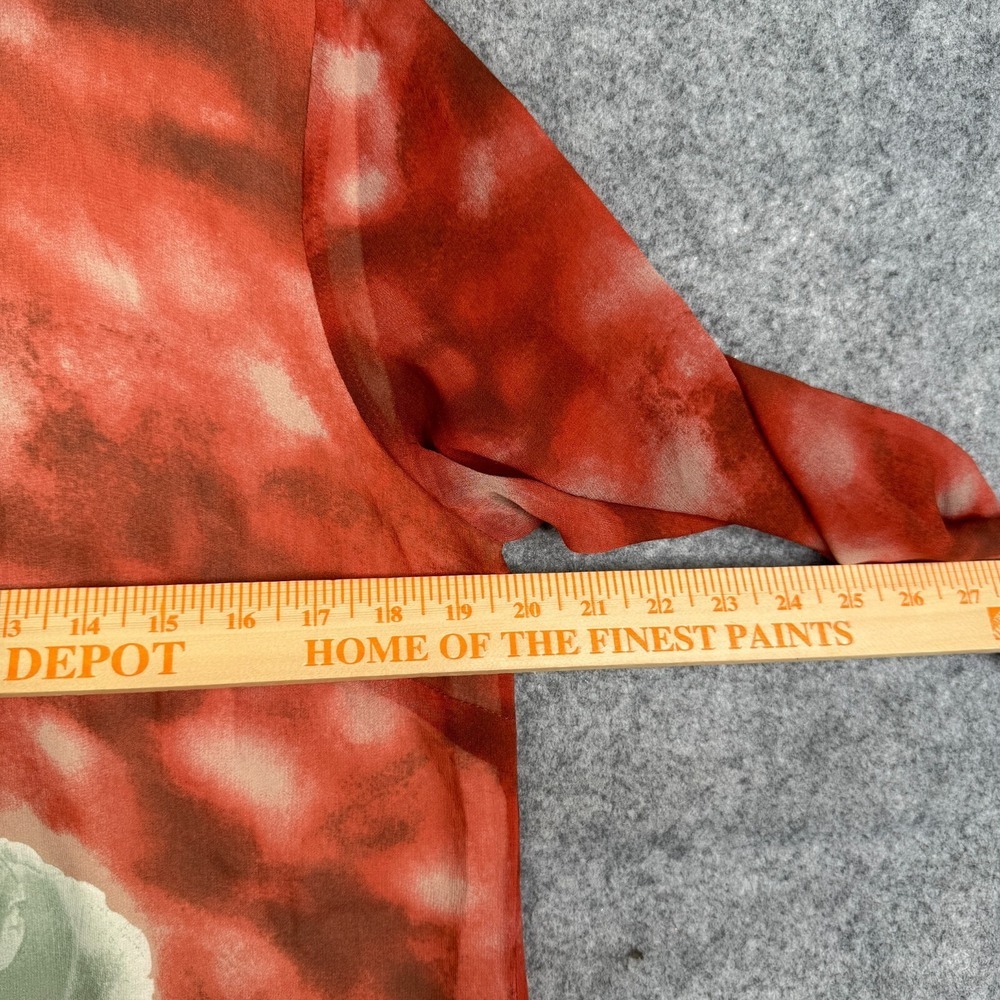 Citron Santa Monica Tunic Top Kimono Shirt Button Up Floral Silk Womens M - Picture 4 of 9